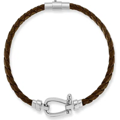 Yield Of Men Braided Leather Bracelet In Silver