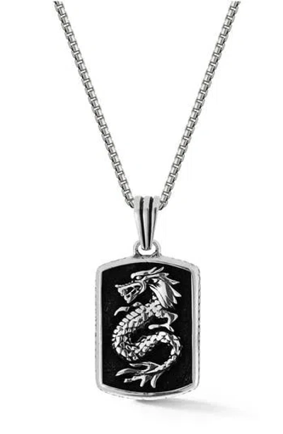 Yield Of Men Dragon Tag Pendant Necklace In Metallic