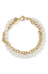 Yield Of Men Faux Pearl & Rolo Chain Layered Bracelet In Gold