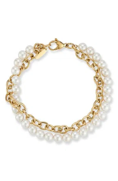 Yield Of Men Faux Pearl & Rolo Chain Layered Bracelet In Gold