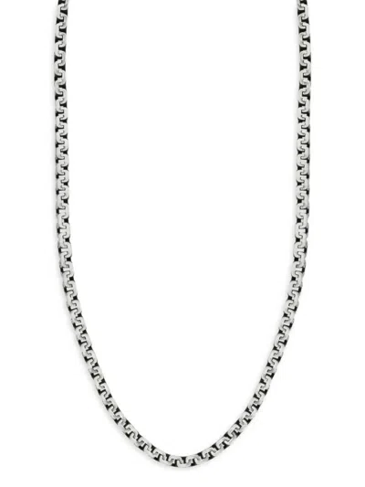 Yield Of Men Men's Oxidized Rhodium Plated Sterling Silver Box Chain Necklace