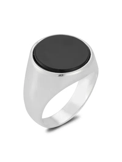 Yield Of Men Men's Rhodium Plated Sterling Silver & Onyx Signet Ring