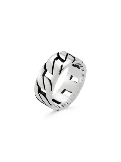Yield Of Men Men's Rhodium Plated Sterling Silver Curb Ring
