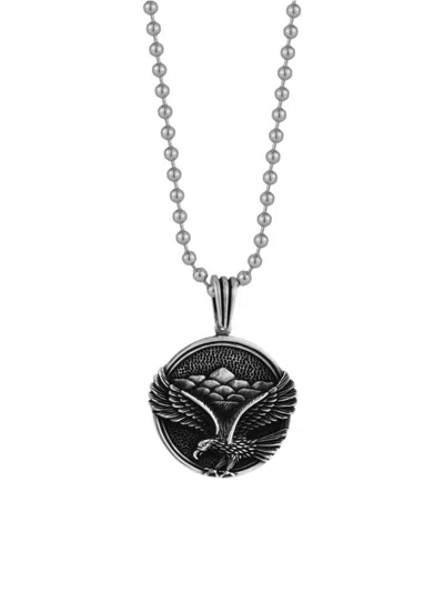Yield Of Men Men's Rhodium Plated Sterling Silver Eagle Pendant Necklace