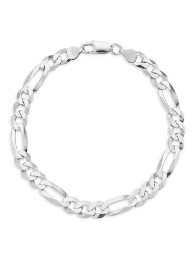 Yield Of Men Men's Rhodium Plated Sterling Silver Figaro Bracelet