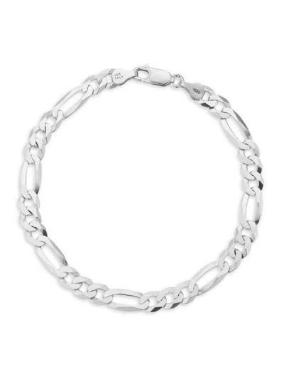 Yield Of Men Men's Rhodium Plated Sterling Silver Figaro Bracelet