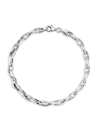 Yield Of Men Men's Rhodium Plated Sterling Silver Link Bracelet