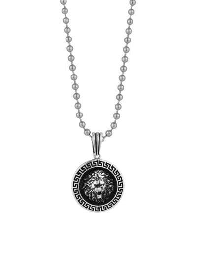 Yield Of Men Men's Rhodium Plated Sterling Silver Lion Pendant Necklace