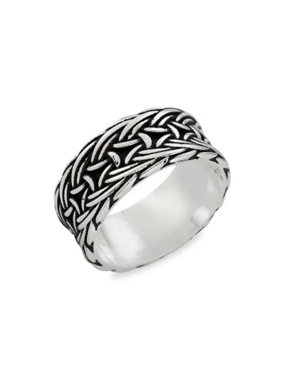 Yield Of Men Men's Rhodium Plated Sterling Silver Oxidized Byzantine Ring