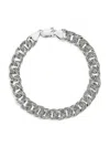 YIELD OF MEN MEN'S RHODIUM PLATED STERLING SILVER OXIDIZED CURB CHAIN BRACELET