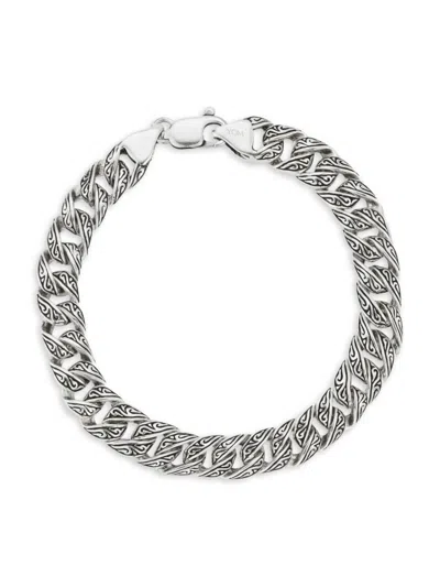 Yield Of Men Men's Rhodium Plated Sterling Silver Oxidized Curb Chain Bracelet