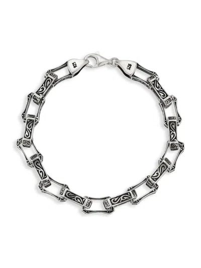 Yield Of Men Men's Rhodium Plated Sterling Silver Oxidized Link Bracelet
