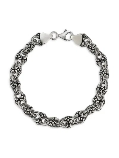 Yield Of Men Men's Rhodium Plated Sterling Silver Oxidized Mariner Link Bracelet
