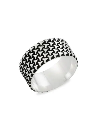 Yield Of Men Men's Rhodium Plated Sterling Silver Oxidized Rope Ring