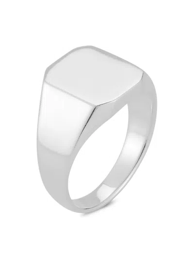Yield Of Men Men's Rhodium Plated Sterling Silver Squared Signet Ring