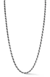Yield Of Men Oxidized 3mm Rope Chain Necklace In Blue