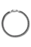 Yield Of Men Oxidized 5mm Curb Chain Bracelet In Silver