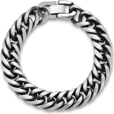 Yield Of Men Oxidized Curb Chain Bracelet In Silver