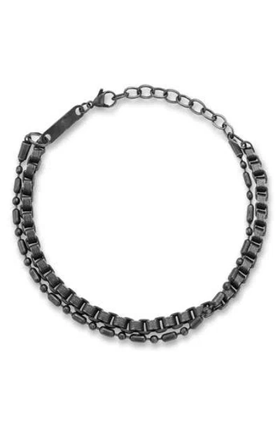 Yield Of Men Oxidized Double Layer Chain Bracelet In Black