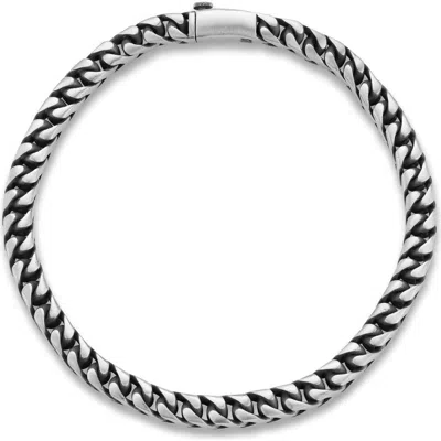 YIELD OF MEN OXIDIZED STERLING SILVER CURB CHAIN BRACELET