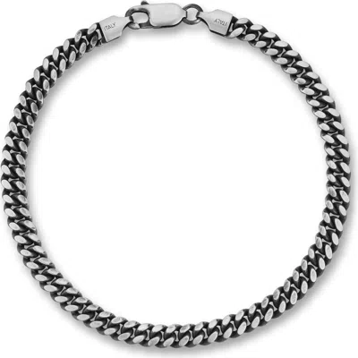 YIELD OF MEN OXIDIZED STERLING SILVER CURB CHAIN BRACELET