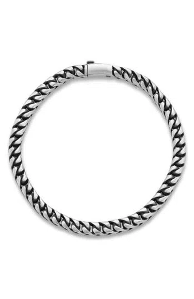 Yield Of Men Oxidized Sterling Silver Curb Chain Bracelet In Metallic