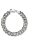 Yield Of Men Oxidized Sterling Silver Etched Curb Chain Bracelet In Metallic