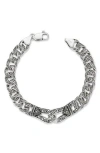 Yield Of Men Oxidized Sterling Silver Etched Link Bracelet In Metallic