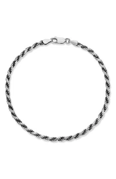 Yield Of Men Oxidized Sterling Silver Rope Chain Bracelet In Gray