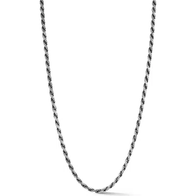 Yield Of Men Oxidized Sterling Silver Rope Necklace In Metallic