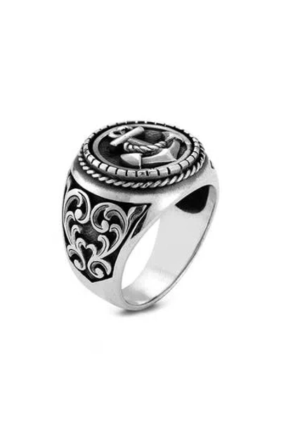 Yield Of Men Sterling Silver Anchor Signet Ring
