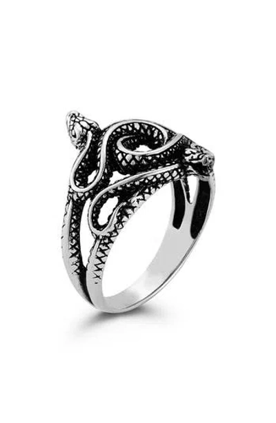 Yield Of Men Sterling Silver Antiqued Snake Ring