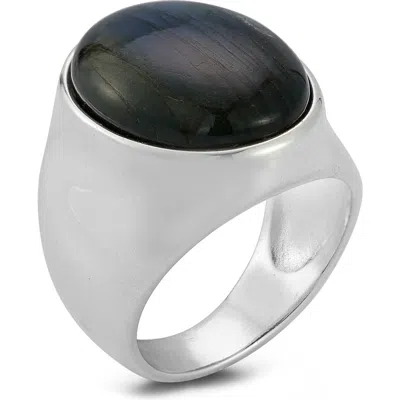 Yield Of Men Sterling Silver Labradorite Signet Ring