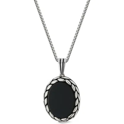 Yield Of Men Sterling Silver Onyx Pendant Necklace