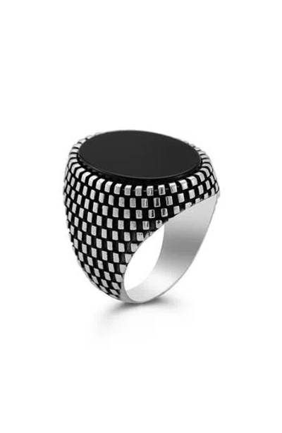 Yield Of Men Sterling Silver Onyx Signet Ring
