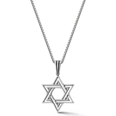 Yield Of Men Sterling Silver Star Of David Pendant Necklace