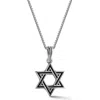 Yield Of Men Sterling Silver Star Of David Pendant Necklace In Silver/black