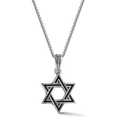 Yield Of Men Sterling Silver Star Of David Pendant Necklace In Silver/black