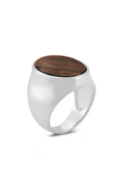 Yield Of Men Sterling Silver Tiger's Eye Signet Ring