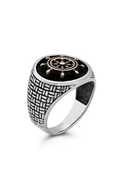 Yield Of Men Sterling Silver Wheel Signet Ring