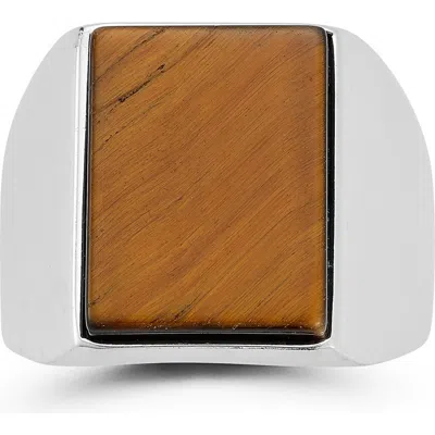Yield Of Men Tiger's-eye Signet Ring In Silver