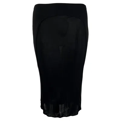 Pre-owned Yigal Azrouël 2000s Yigal Azrouel Bodycon Semi-sheer Panel Black Skirt Us 3