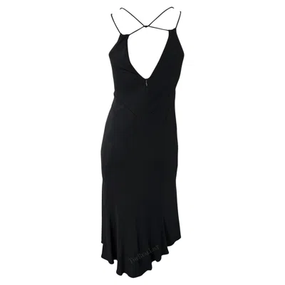 Pre-owned Yigal Azrouël 2005 Yigal Azrouel Black Bodycon Stretch Satin Rope Strap Dress 1us