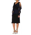 Yigal Azrouël Abstract Geo Pattern Combo Dress In Black/navy In Multi