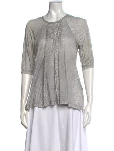 Pre-owned Yigal Azrouël Animal Print Crew Neck Top In Gray