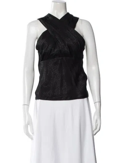 Pre-owned Yigal Azrouël Animal Print Halterneck Top In Black