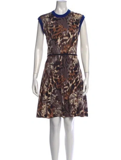 Pre-owned Yigal Azrouël Animal Print Knee-length Dress In Brown