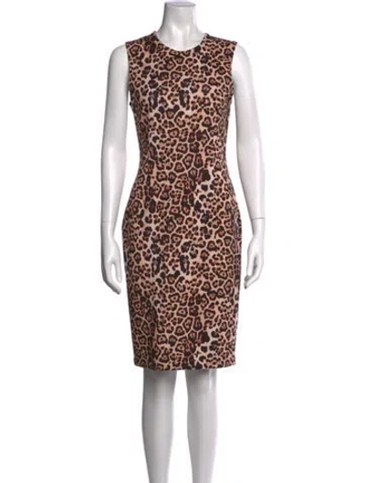 Pre-owned Yigal Azrouël Animal Print Knee-length Dress W/ Tags In Neutrals
