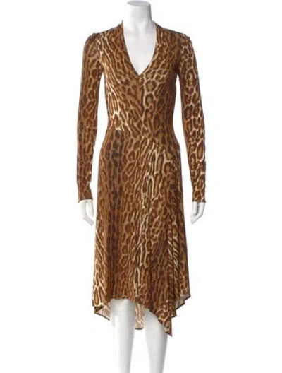 Pre-owned Yigal Azrouël Animal Print Long Dress In Multi