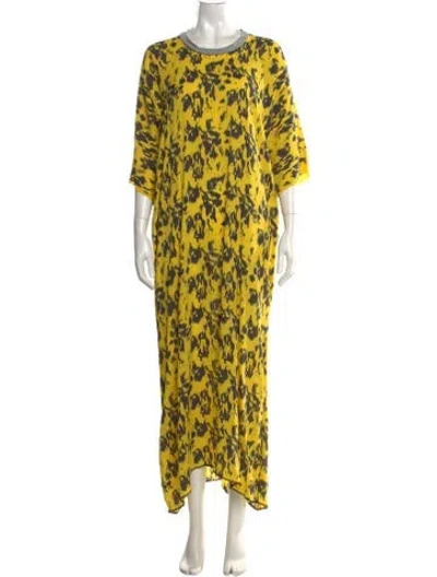 Pre-owned Yigal Azrouël Animal Print Long Dress In Yellow